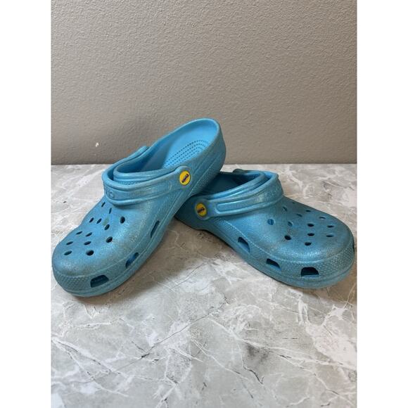 Crocs Peeps Collab Blue Sugar Coated‎ Sparkle Limited Easter Men 7 Women 9 - Picture 1 of 8